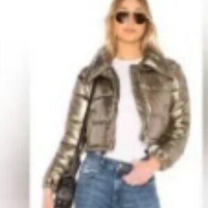 Lovers and Friends Metallic Puffer Jacket Sz XXS